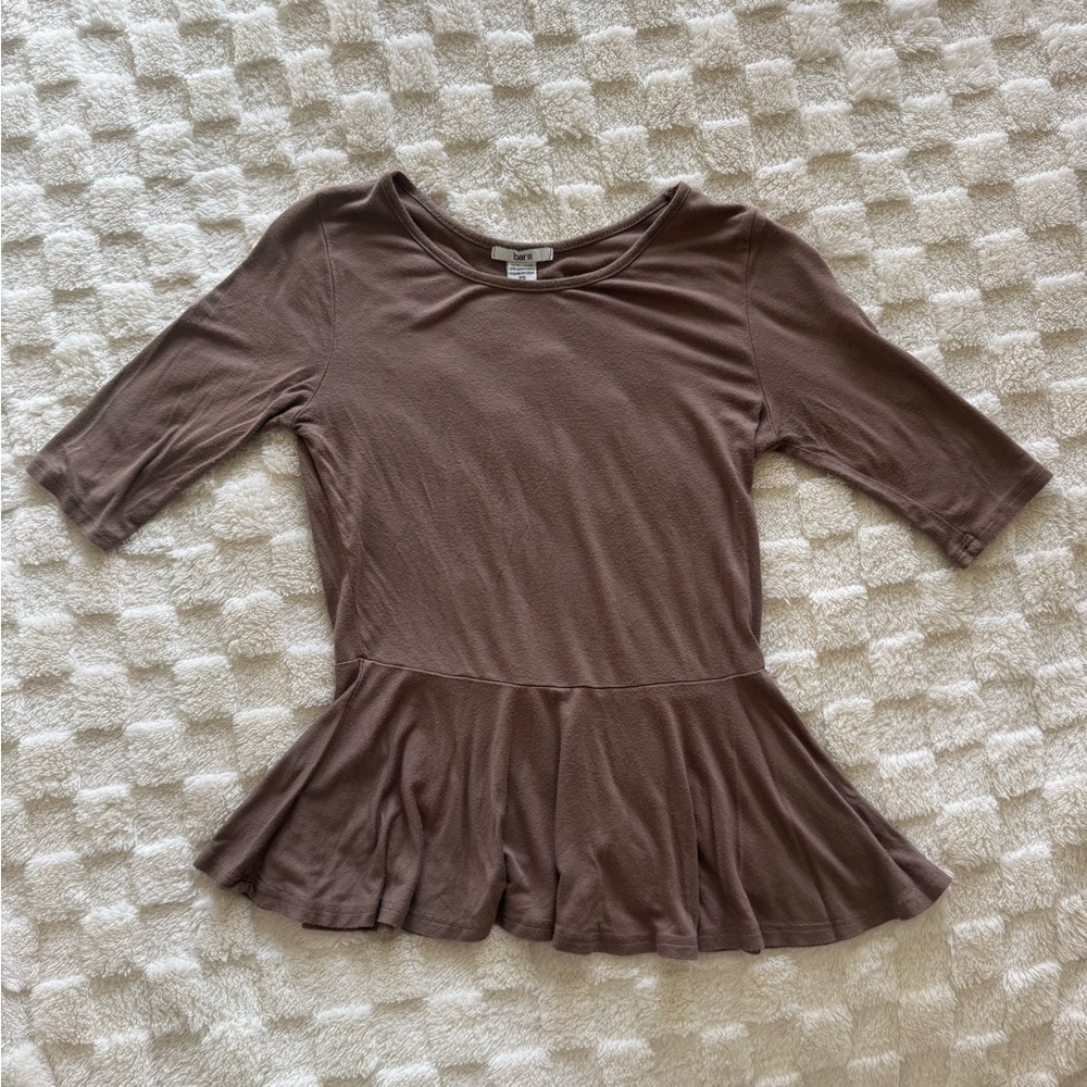 Bar III Taupe Peplum Blouse
